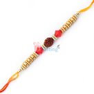 Optimistic rudrakash with sandalwood golden red beads Rakhi