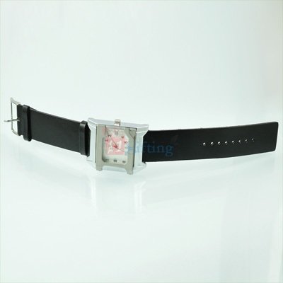 Ruby Square Rochees Watch for Men Two Tone with Leather Strap