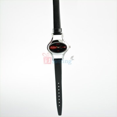 Oval Shape Watch for Women Brand Rochees Silver with Leather Strap