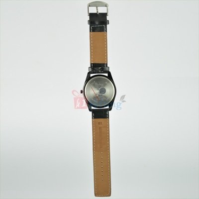 Sporty Watch for Men Round Dial Black Leather Strap