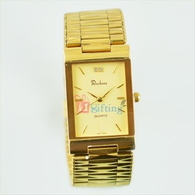 Golden Square Wrist Watch for Men Metal Strap Official Watch