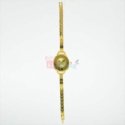 Royal Round Golden Watch for Women with Bracelet Strap