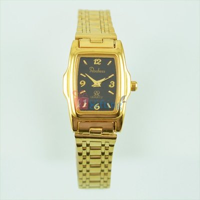 Fancy Square Golden Watch for Women Metal Band 