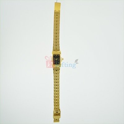 Fancy Square Golden Watch for Women Metal Band 