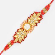 Beautiful Floral Golden Petal Zardozi Rakhi