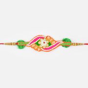 Colourful Pearls and Floral Zardozi Rakhi