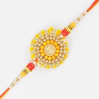 Diamonds and Yellow Moti Zardozi Rakhi