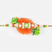 Orange and Green Floral Zardozi Rakhi