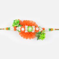 Orange and Green Floral Zardozi Rakhi