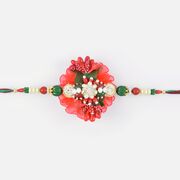 Red Beads and Diamonds Zardozi Rakhi