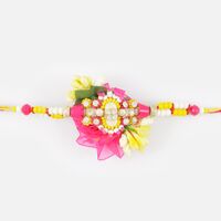 Pink Floral Designer Zardozi Rakhi