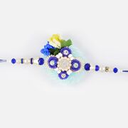 Blue Beads and Sapphire Zardozi Rakhi