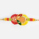 Flower Shape Leaf Design Multi Color Zardosi Work Bhai Rakhi