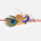 Amazing Looking National Bird Peacock Design Beaded Zardosi Rakhi 