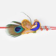 Amazing Looking National Bird Peacock Design Beaded Zardosi Rakhi 