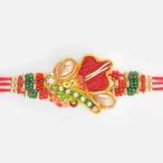 Pearl Studded Heavy Work Rich Looking Multi Threaded Zardosi Rakhi