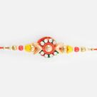 Pearl Studded in Centre with Jewel Beautiful Stylish Looking Zardosi Bhai Rakhi