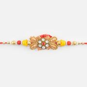 Diamonds Studded in Mid with Pearl ls Unique Design Magnificent Brother Zardosi Rakhi