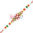 Vibrant Color Golden, Pearl, Stone and Diamond Work Zardozi Rakhi