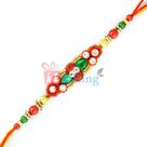 Kundan Work Diamond and Colorful Beaded Work Zardosi Rakhi