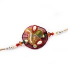 Super net base with pearl and zari work Rakhi for brother